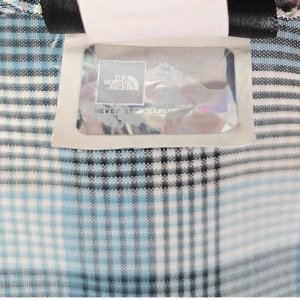 The North Face Plaid Button Down Shirt Mens XL Blue Gray Short Sleeve Outdoor